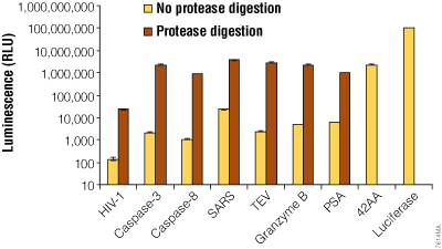 Examples of GloSensor [protease site] activation by protease digestion.
