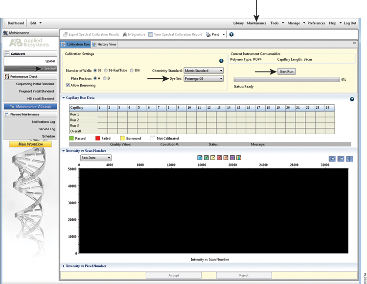 The Calibration Run window.